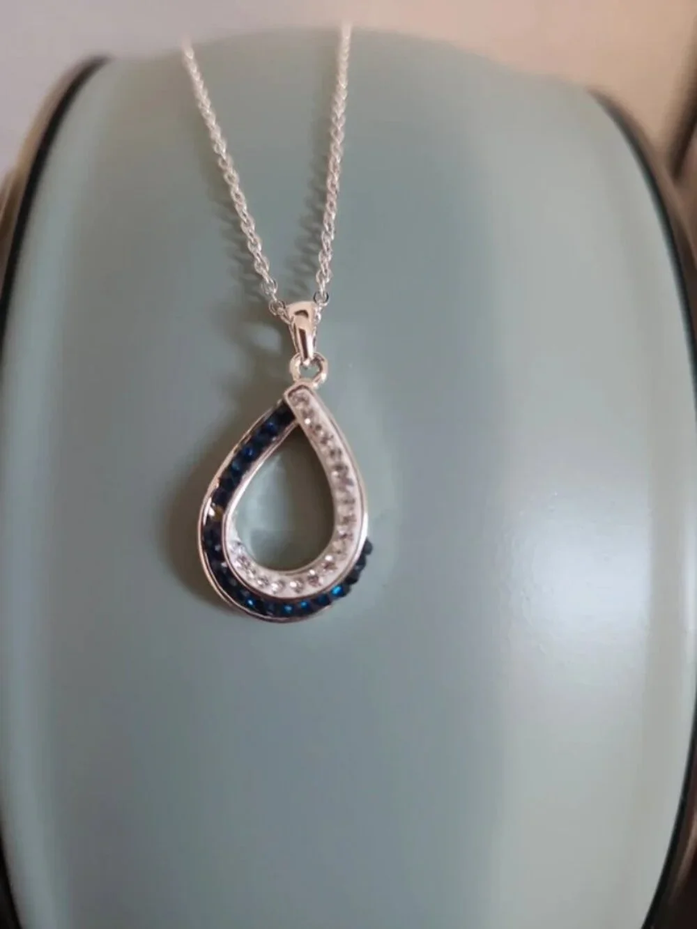 Blue/Silver Teardrop Necklace and Earrings Set